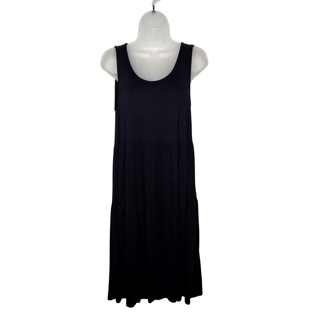Eileen Fisher Stretch Jersey Tiered Midi Tank Dress Medium Sleeveless Comfy